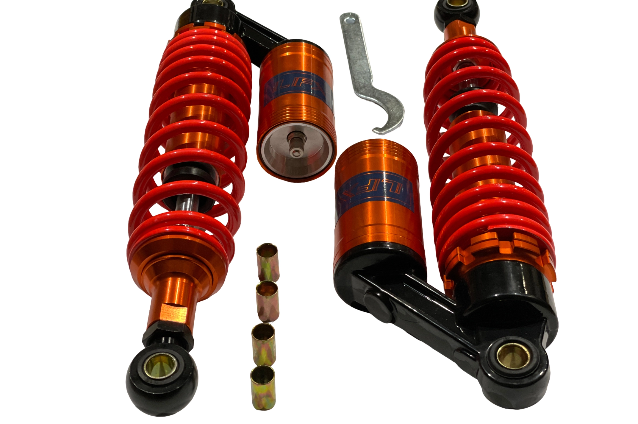 Амортизаторы (пара) Delta 330mm, газомасляные (оранжевые +паутина) KOMATCU (mod.A)