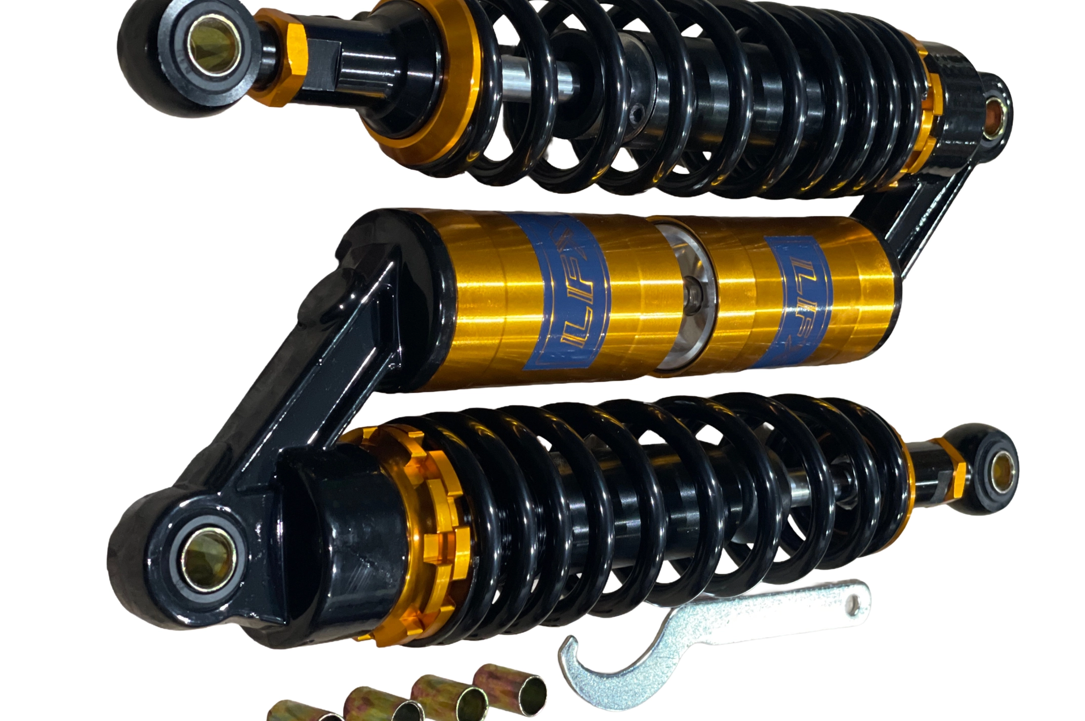 Амортизаторы (пара) Delta 330mm, газомасляные (черные перламутровые) KOMATCU (mod.A)