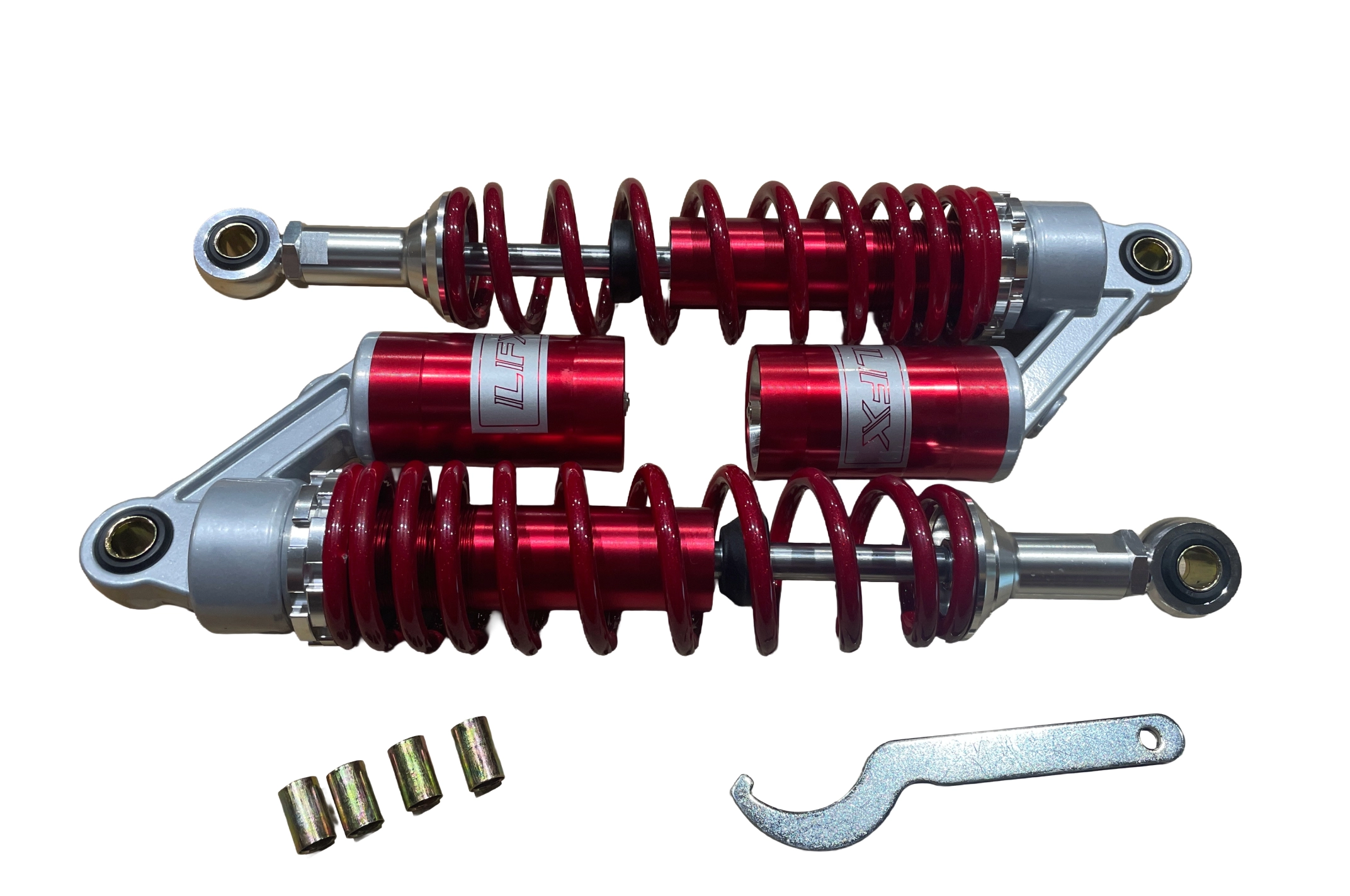 Амортизаторы (пара) универсальные 340mm, газомасляные (красные) KOMATCU (mod.A)