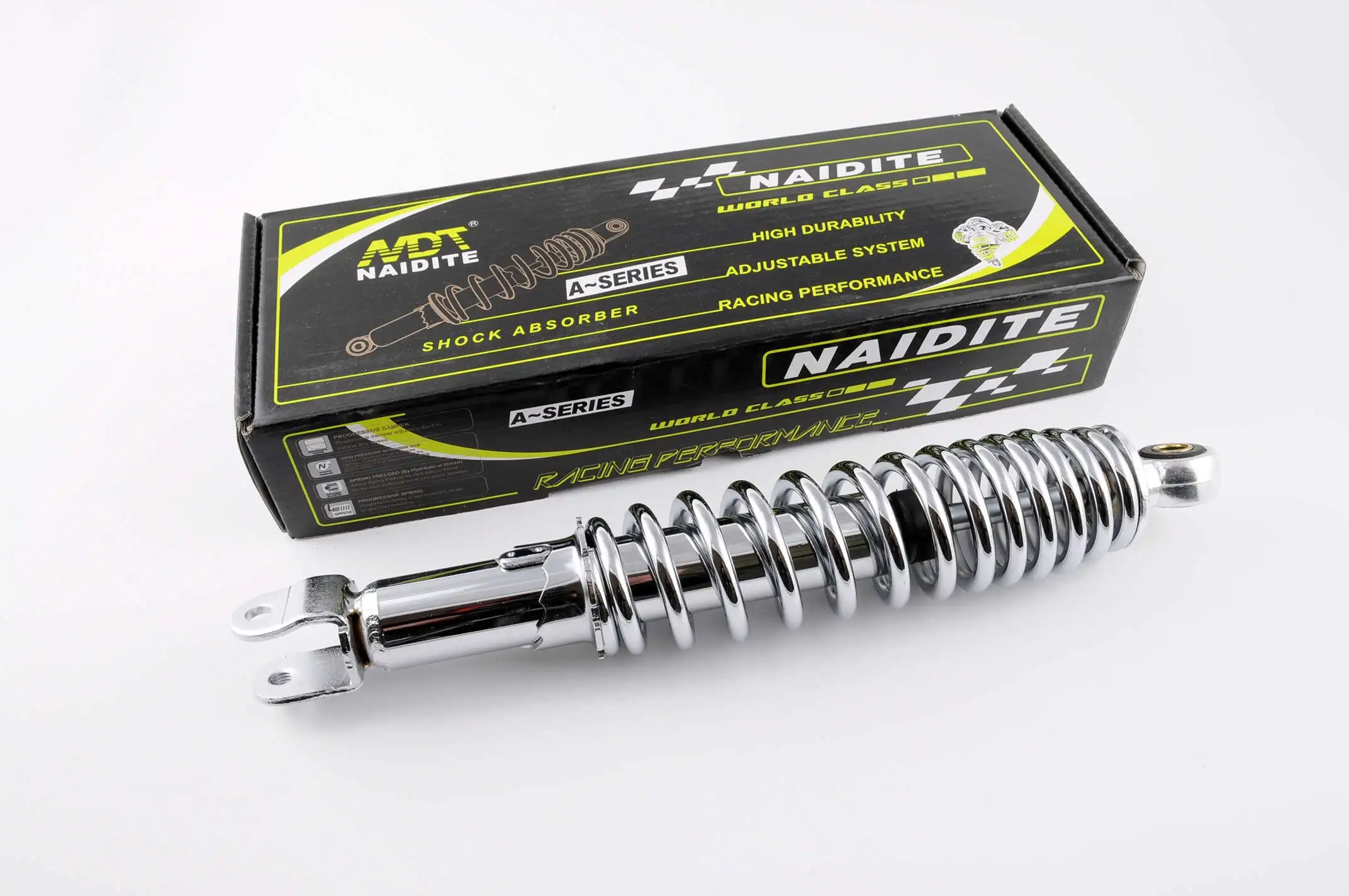 Амортизатор GY6, DIO ZX, LEAD 320mm, регулируемый (хром) NDT
