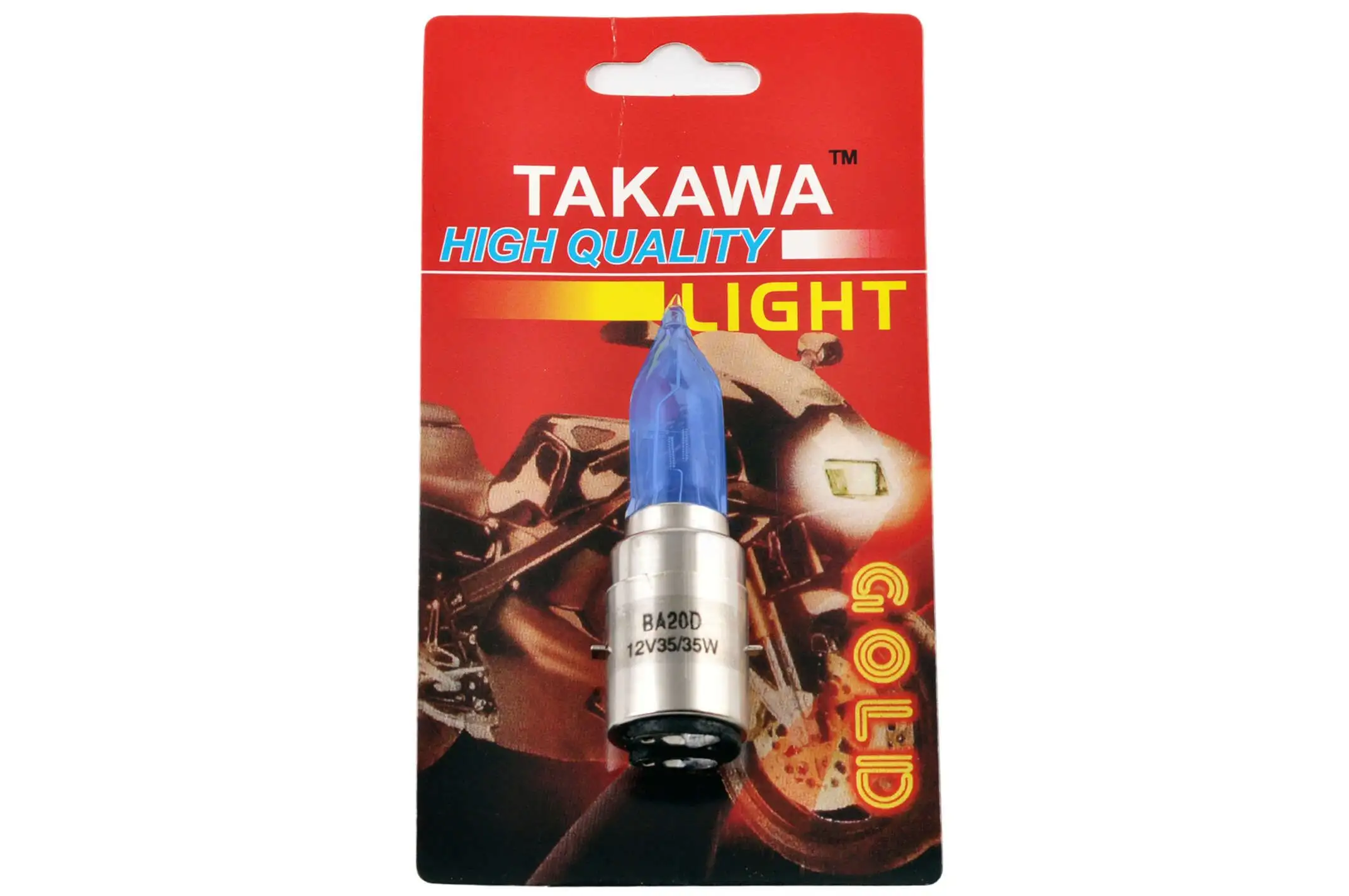 Лампа BA20D (2 уса) 12V 35W/35W (супер белая, высокая, конусная) (блистер) TAKAWA