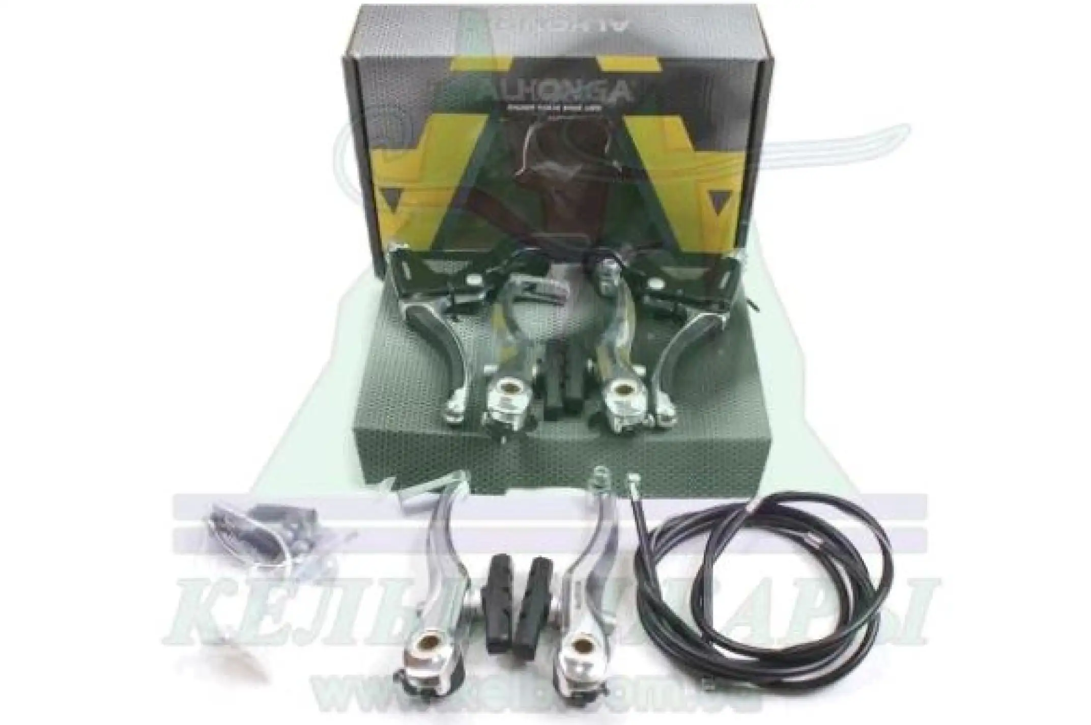 Тормоз велосипеда V-brake   (хром) (комплект, перед + зад) (+тросы)   OEM