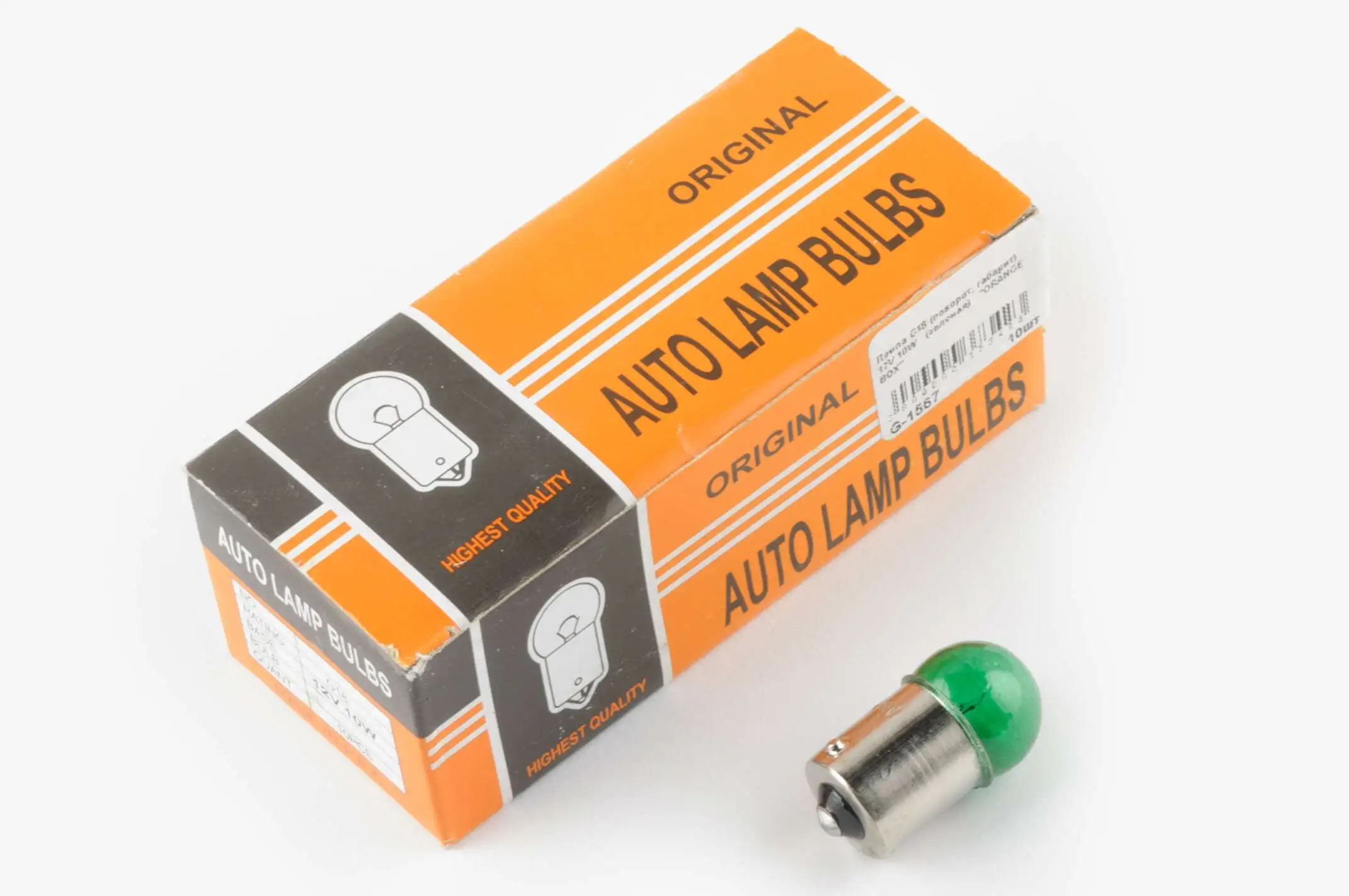 Лампа G18 (поворот, габарит)   12V 10W   (зеленая)   ORANGE BOX