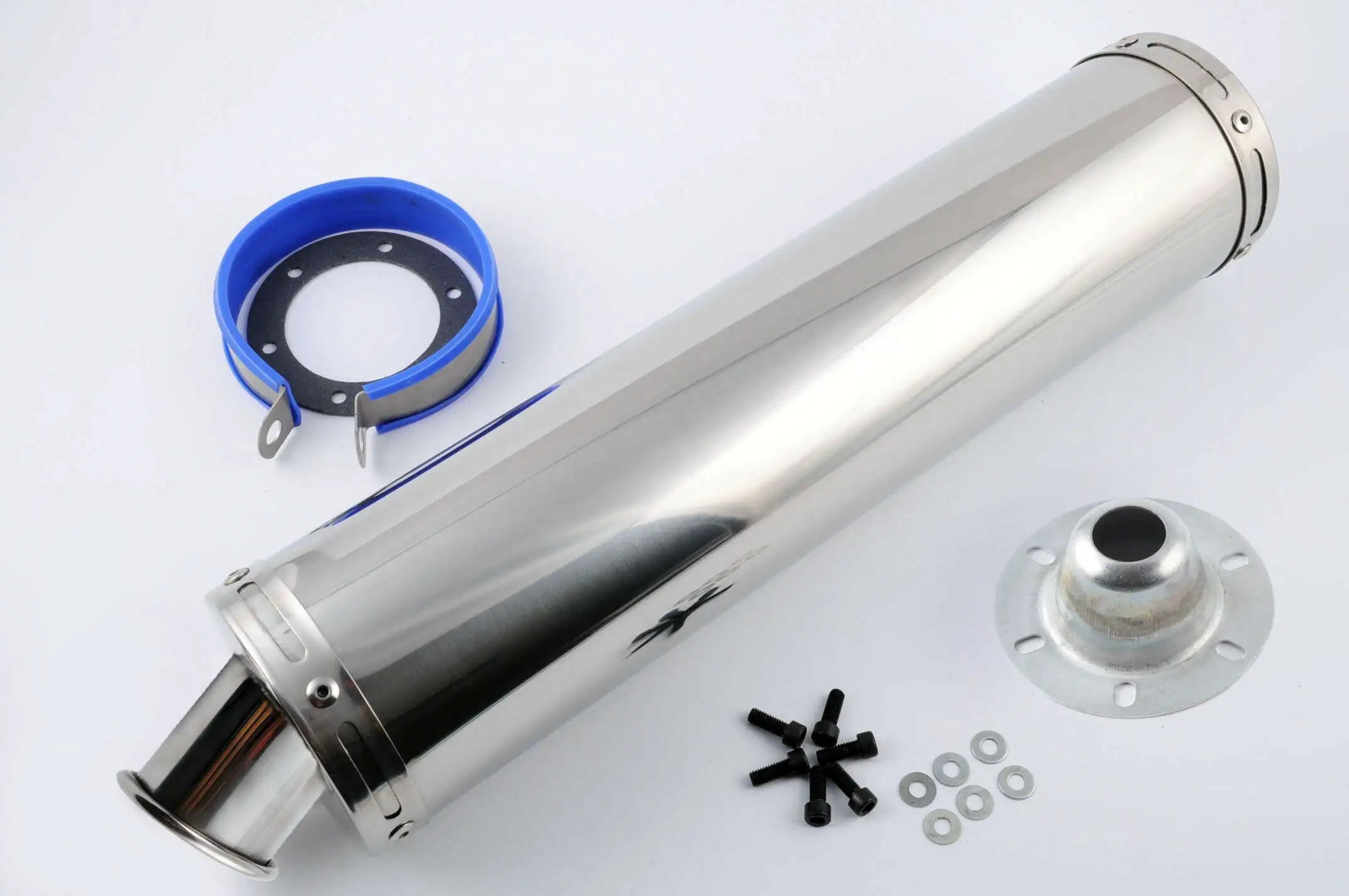 Глушитель (тюнинг) 420*100mm, креп. Ø78mm (нержавейка, хром, mod:12)