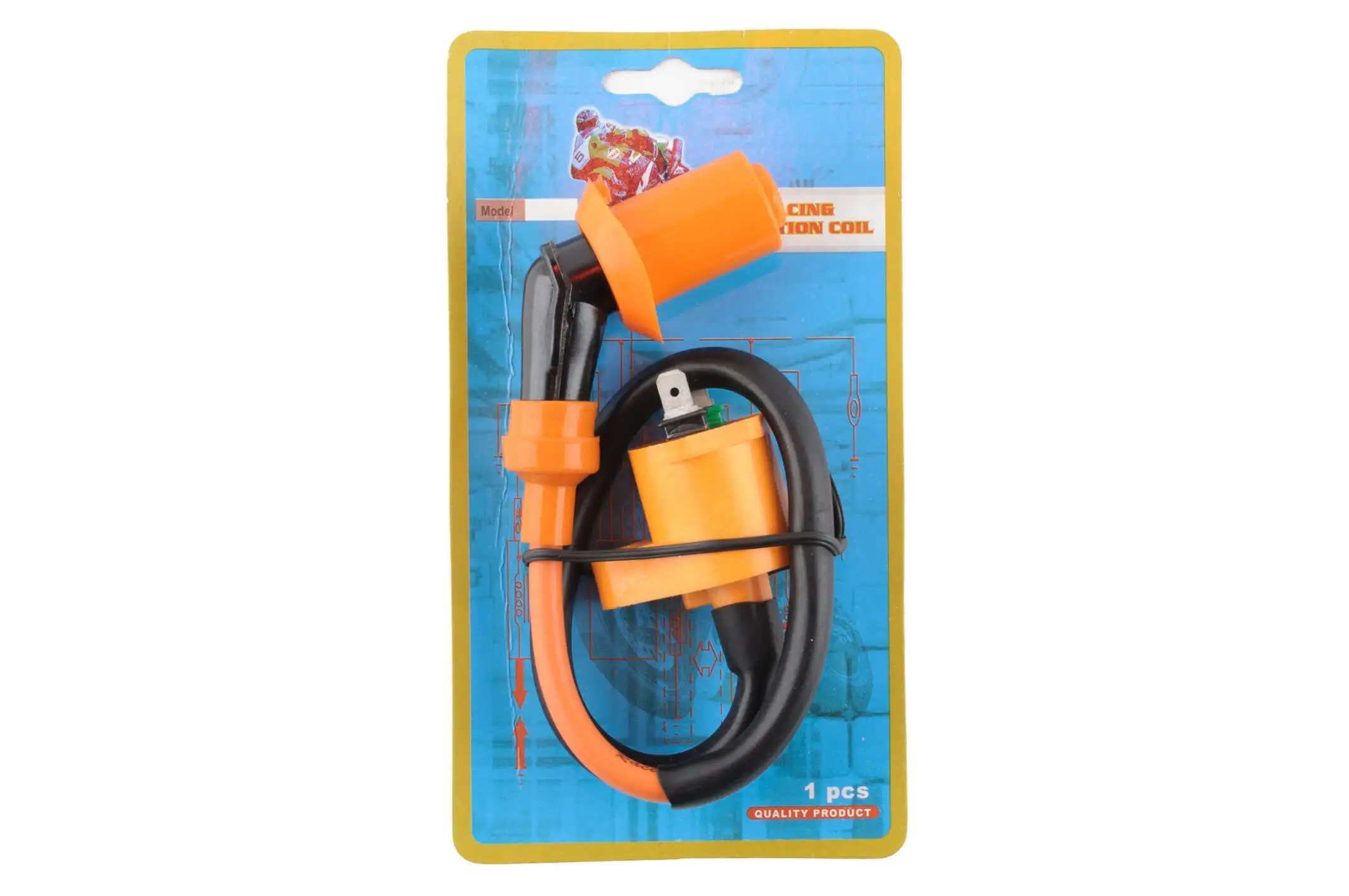 Катушка зажигания (тюнинг) 4T GY6 50-150, Honda DIO (оранжевая, +насвечник) FIRE FLAME