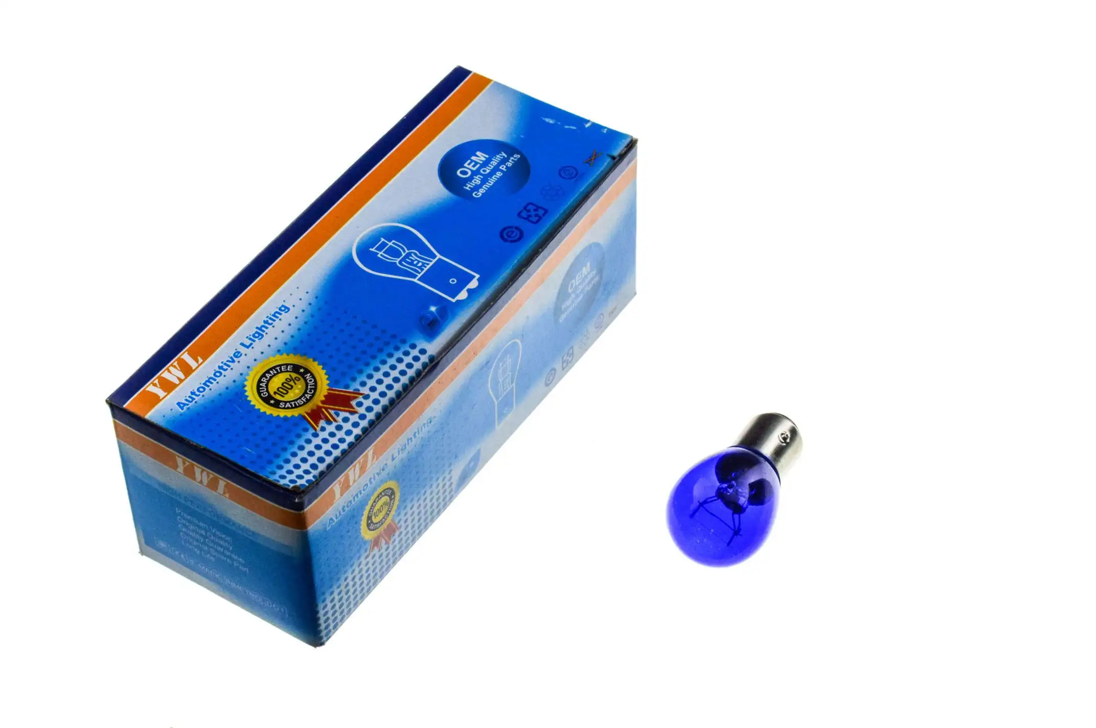 Лампа S25 (двухконтактная) 12V 21W/5W (стоп, габарит) (синяя) YWL