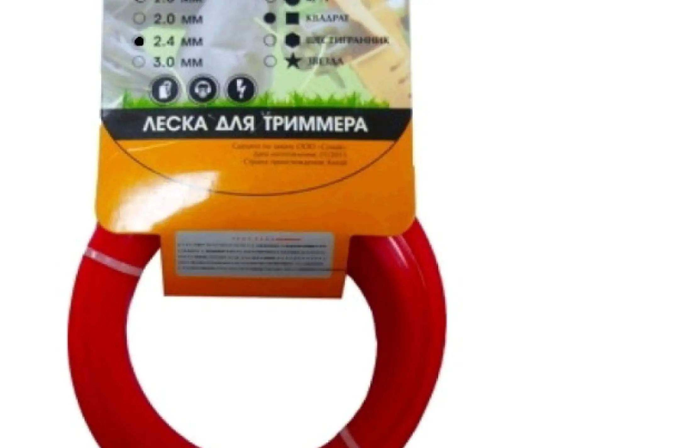 Леска мотокосы   Ø2,4mm, 15 метров   (квадрат, красная)   MECH