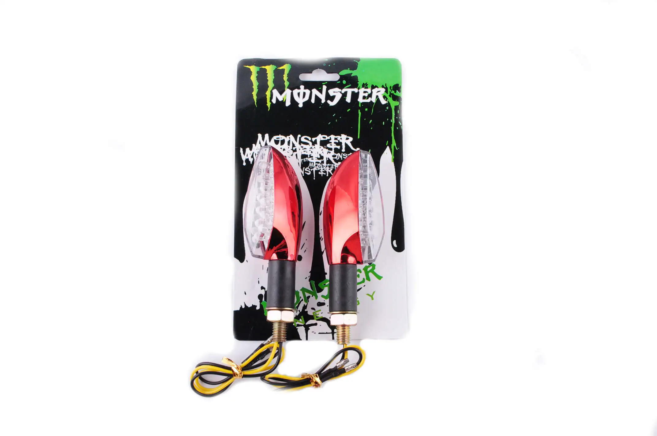 Повороты светодиодные (пара)   стреловидные   (красные, прозрачные, 11 диодов)   MONSTER ENERGY