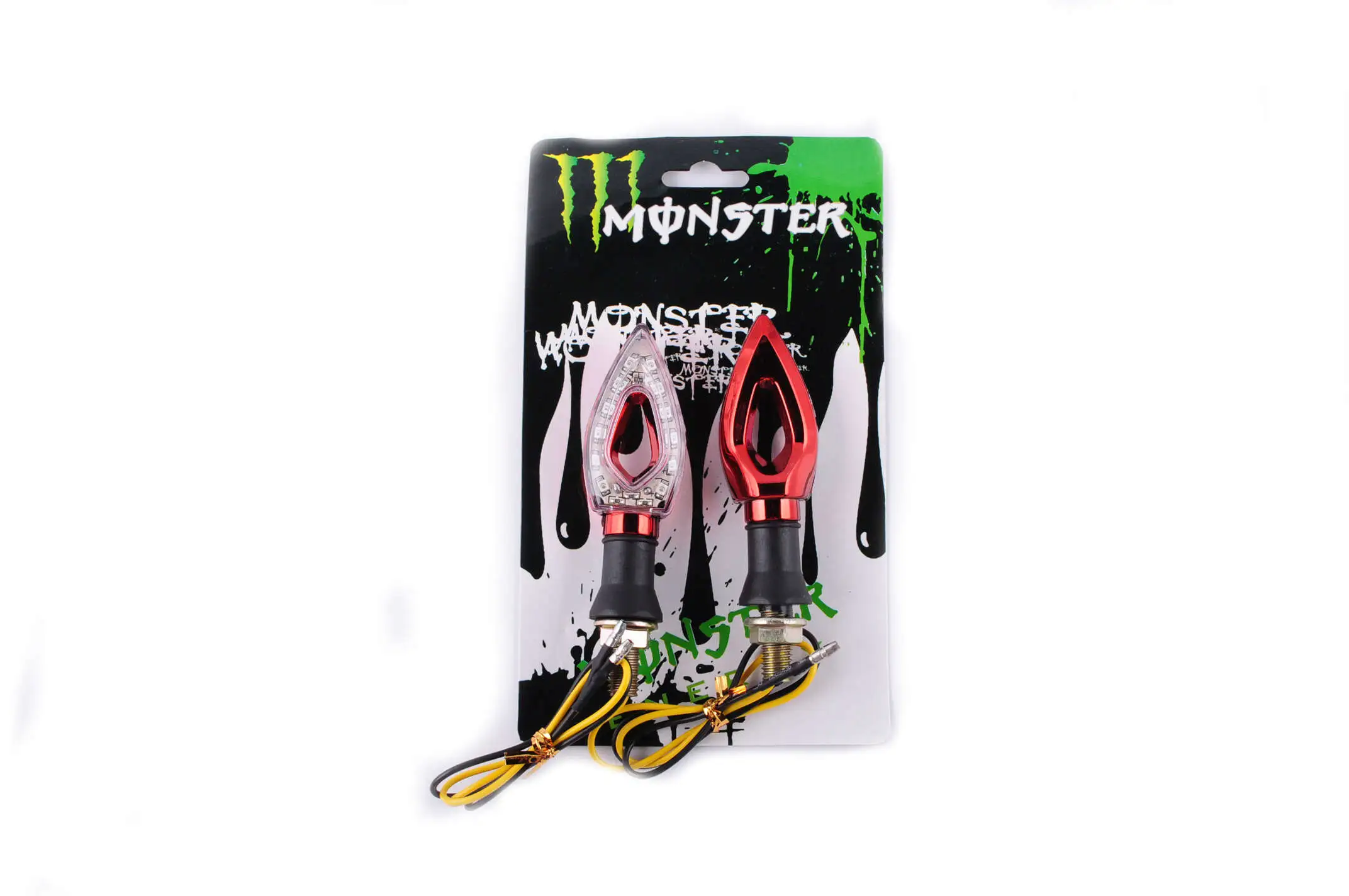 Повороты светодиодные (пара)   стреловидные   (красные, прозрачные)   MONSTER ENERGY