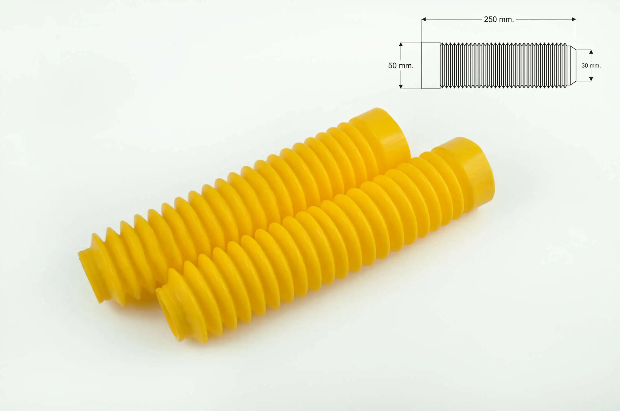 Гофры передней вилки (пара) универсальные L-250mm, d-30mm, D-50mm (желтые) MZK