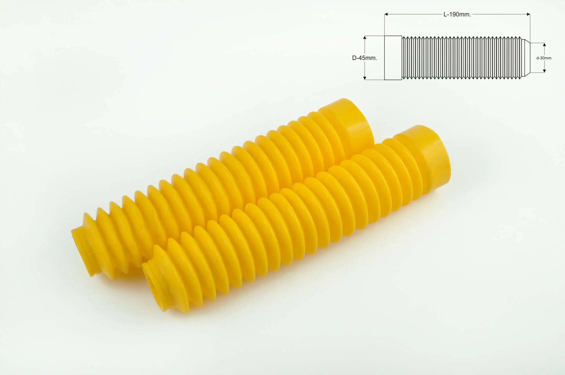 Гофры передней вилки (пара)   универсальные   L-190mm, d-30mm, D-45mm   (желтые)   MZK
