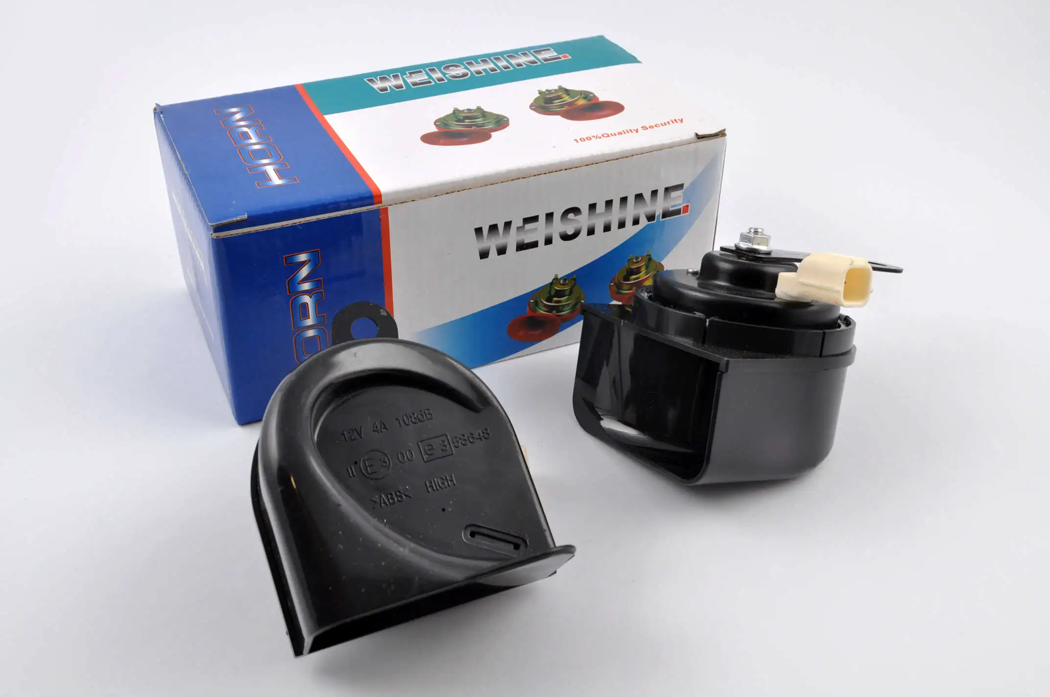 Сигналы (пара)   улитка, 12V, крепление   (черные)   WEISHINE