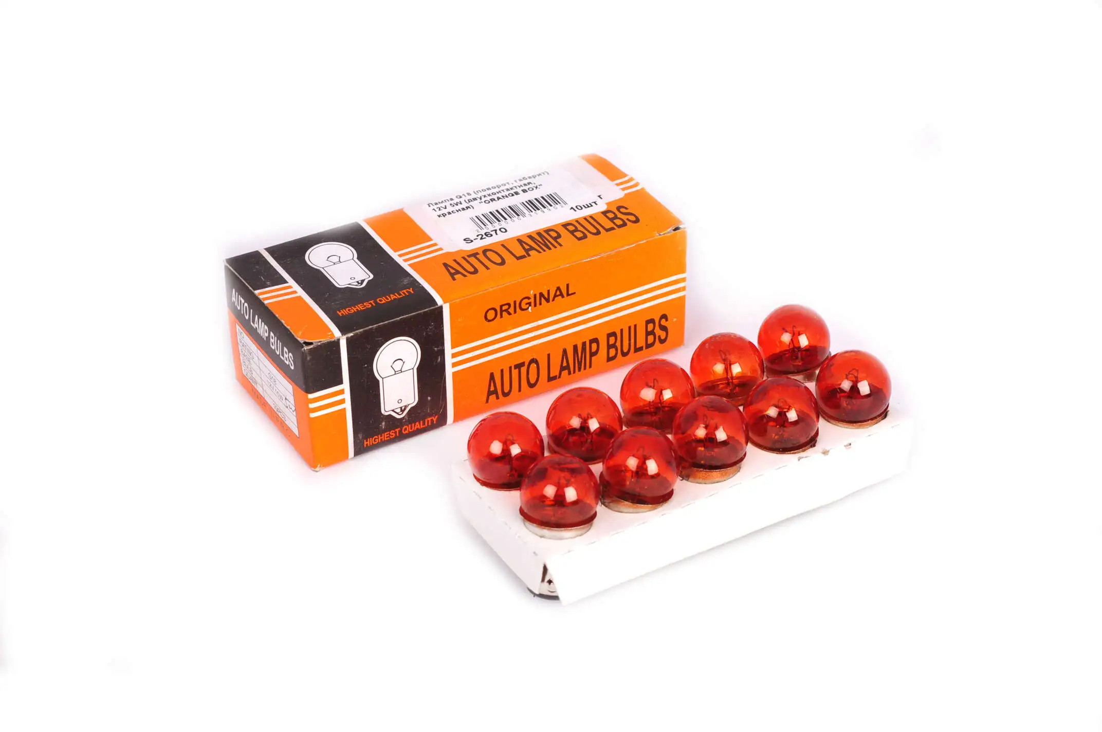 Лампа G18 (поворот, габарит) 12V 5W (красная) ORANGE BOX