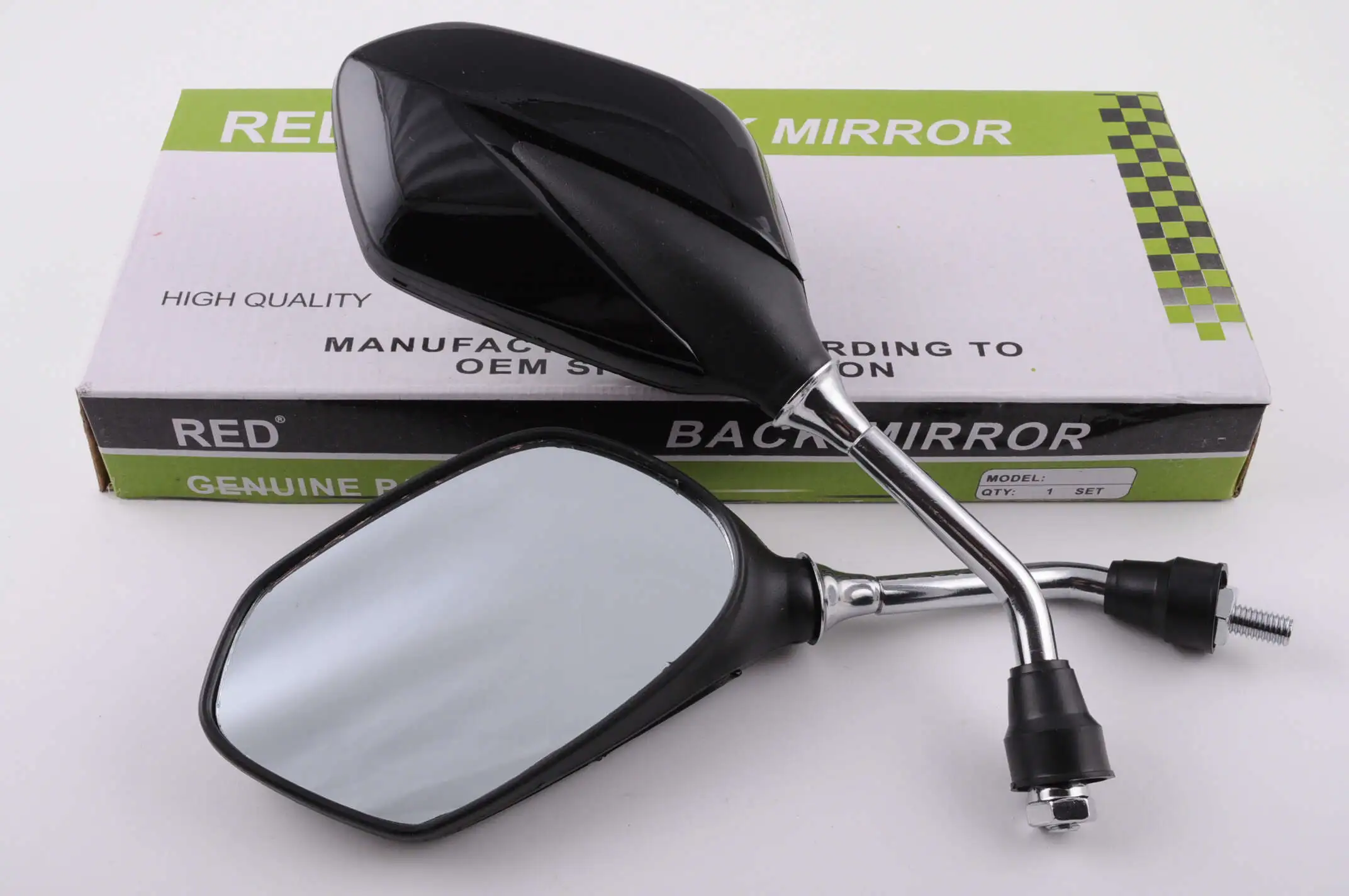 Зеркала стреловидные mod:219, 8mm (черные) RED