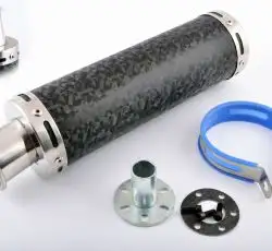 Глушитель (тюнинг)   300*90mm, креп. Ø48mm   (нержавейка, мрамор черный, прямоток, тип:1)