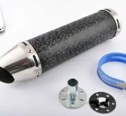 Глушитель (тюнинг)   300*90mm, креп. Ø48mm   (нержавейка, мрамор черный, прямоток, тип:4)