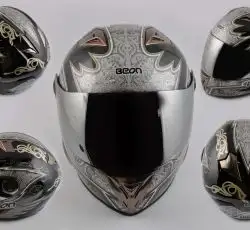 Шлем-интеграл   (mod:B-500) (size:XL, черно-серый, зеркальный визор, DARK ANGEL)   BEON