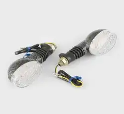 Повороты светодиодные, овальные (пара)   (16 LED, синий свет, карбон, белое стекло)   GJCT