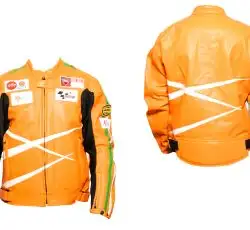 Мотокуртка   DAQINESE   (кожзам) (size:L, оранжевая)