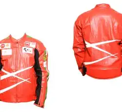 Мотокуртка   DAQINESE   (кожзам) (size:XXXL, красная)