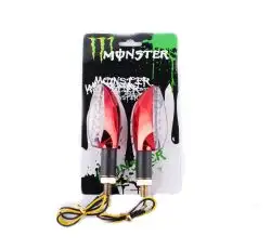 Повороты светодиодные (пара)   стреловидные   (красные, прозрачные, 11 диодов)   MONSTER ENERGY