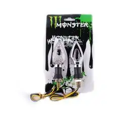 Повороты светодиодные (пара)   стреловидные   (серебристые, прозрачные)   MONSTER ENERGY