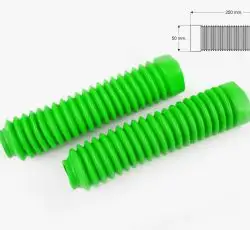 Гофры передней вилки (пара) универсальные L-250mm, d-30mm, D-50mm (зеленые) ZUNA