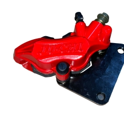 Суппорт тормозной (дисковый) 4T GY6 50/150 (передний двухпоршневой, тюнинг) (красный) KOMATCU (mod.A)