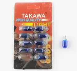 Лампа Т10 (безцокольная)   12V 3W   (габарит, приборы)   (синяя)   TAKAWA
