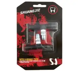 Колодки тормозные велосипедные (ободные, V-brake)   (черные)   SHUANGJIE
