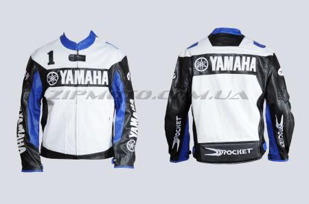 Мотокуртка кожзам   YAMAHA   (size:XXXL, черно-белая, mod:1) - 10403