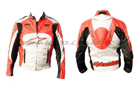 Мотокуртка   ALPINESTARS   (кожзам-текстиль) (с аэродинамическим горбом) (mod:1, size:XL, красная) - 10421