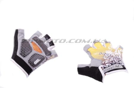 Перчатки без пальцев   (mod:1, size:L,  гелевые подушки, желтые)   HAND CREW - 14437