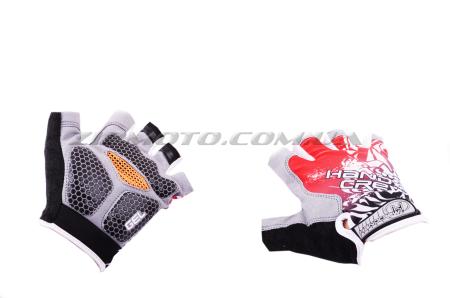 Перчатки без пальцев   (mod:1, size:L, гелевые подушки, красные)   HAND CREW - 14438