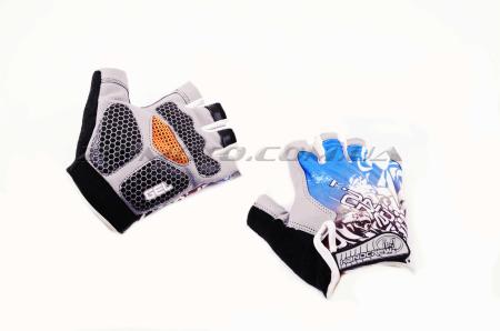 Перчатки без пальцев   HAND CREW   (mod:1, size:L, гелевые подушки, синие) - 14439