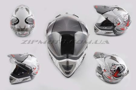 Шлем кроссовый   (mod:MX433) (с визором, size:XXL, белый, SNAKE)   LS-2 - 26412