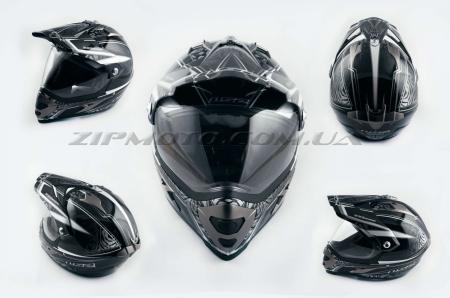Шлем кроссовый   (mod:MX433) (с визором, size:XXL, черно-серый с узором)   LS-2 - 26415