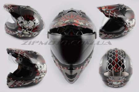 Шлем кроссовый   LS-2   (mod:Skull) (с визором, size:M, красный) - 26424