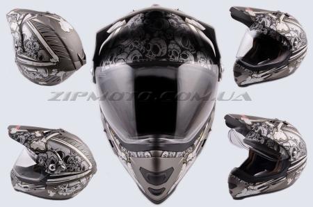 Шлем кроссовый   (mod:Skull) (с визором, size:XL, белый матовый)   LS-2 - 26425