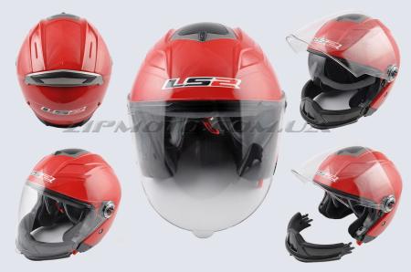 Шлем открытый   LS2   (mod:578) (size:L, красный, + солнцезащитные очки, +борода) - 26533