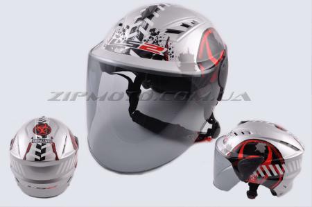 Шлем открытый   (mod:100) (аэроформа, черный визор) (size:L, BIOHAZARD)   LS2 - 26536