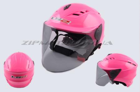 Шлем открытый   (mod:100) (аэроформа, черный визор) (size:XL, розовый)   LS2 - 26546