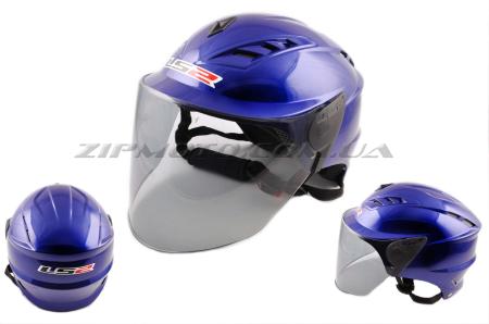 Шлем открытый   (mod:100) (аэроформа, черный визор) (size:XL, синий)   LS2 - 26548