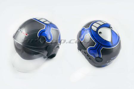 Шлем открытый   (mod:101) (классическая форма, прозрачный визор) (size:L, серый BLUE SKULLY)   LS2 - 26553