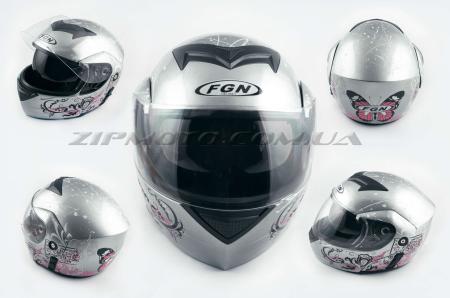Шлем трансформер   (mod:111) (size:L, серебро, + солнцезащитные очки)   FGN - 26608
