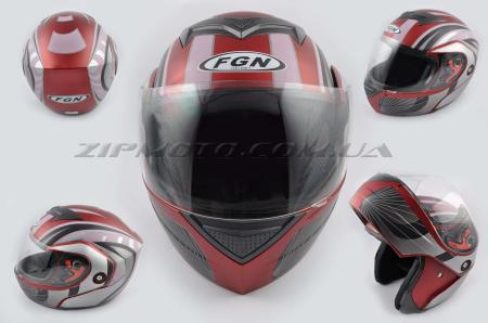 Шлем трансформер   (mod:J) (size:L, красный матовый с узором)   FGN - 26636