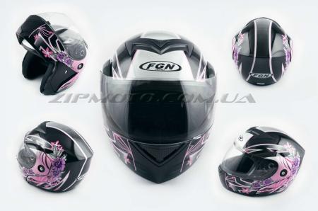 Шлем трансформер   (mod:J) (size:L, черный с узором, FLOWER)   FGN - 26644