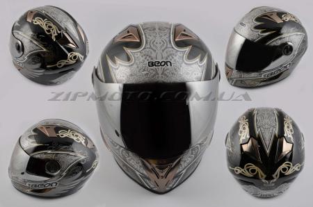 Шлем-интеграл   (mod:B-500) (size:L, черно-серый, зеркальный визор, DARK ANGEL)   BEON - 26773