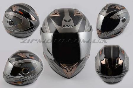 Шлем-интеграл   BEON   (mod:B-500) (size:M, черный, зеркальный визор, X-CELERATE) - 26782