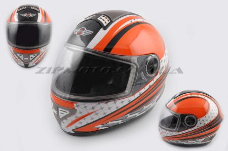 Шлем-интеграл   (mod:550) (premium class) (size:M, бело-оранжевый) Ш107   KOJI - 26902